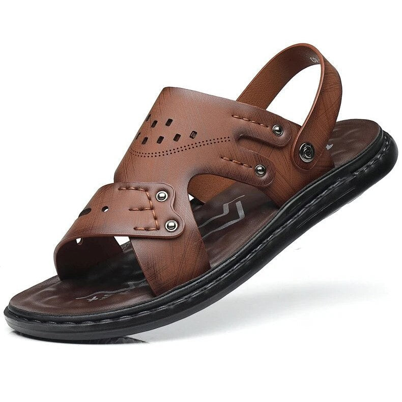 Men’s Ankle Strap Microfibre Leather Beach Sandals